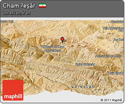 Satellite Panoramic Map of Cham Ḩeşār