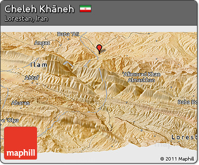 Satellite Panoramic Map of Cheleh Khāneh