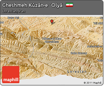 Satellite Panoramic Map of Cheshmeh Kūzān-e `Olyā