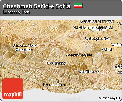 Satellite Panoramic Map of Cheshmeh Sefīd-e Soflá