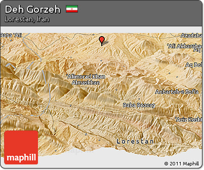 Satellite Panoramic Map of Deh Gorzeh