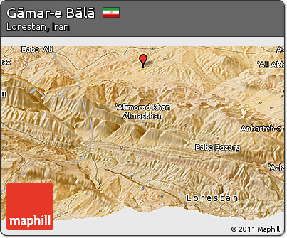 Satellite Panoramic Map of Gāmar-e Bālā