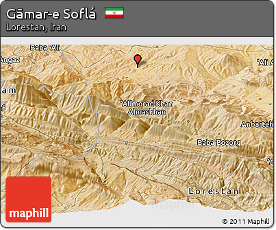 Satellite Panoramic Map of Gāmar-e Soflá