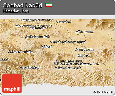 Satellite Panoramic Map of Gonbad Kabūd