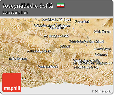 Satellite Panoramic Map of Ḩoseynābād-e Soflá