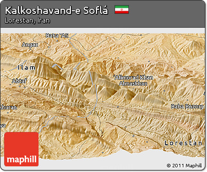 Satellite Panoramic Map of Kalkoshavand-e Soflá