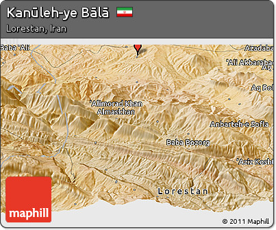 Satellite Panoramic Map of Kanūleh-ye Bālā