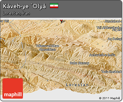 Satellite Panoramic Map of Kāveh-ye `Olyā