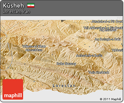 Satellite Panoramic Map of Kūsheh