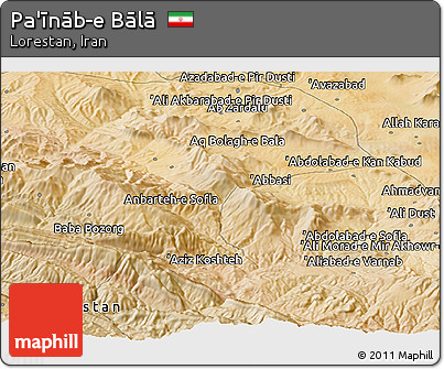 Satellite Panoramic Map of Pa'īnāb-e Bālā