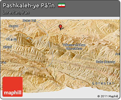 Satellite Panoramic Map of Pashkaleh-ye Pā'īn