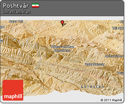 Satellite Panoramic Map of Poshtvār
