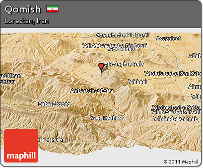Satellite Panoramic Map of Qomīsh