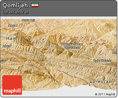 Satellite Panoramic Map of Qomlījeh