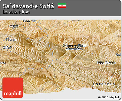 Satellite Panoramic Map of Sa`davand-e Soflá