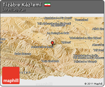 Satellite Panoramic Map of Tīzāb-e Kāz̧emī