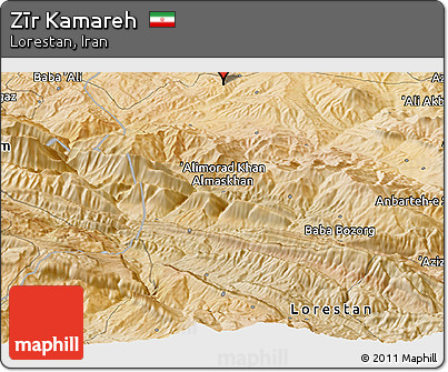 Satellite Panoramic Map of Zīr Kamareh