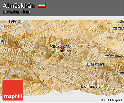 Satellite Panoramic Map of Almāskhān