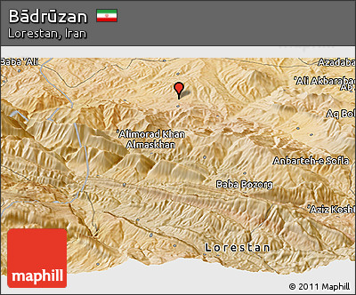 Satellite Panoramic Map of Bādrūzan