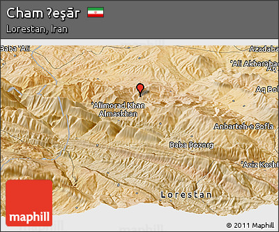 Satellite Panoramic Map of Cham Ḩeşār