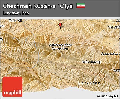 Satellite Panoramic Map of Cheshmeh Kūzān-e `Olyā