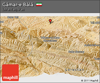 Satellite Panoramic Map of Gāmar-e Bālā