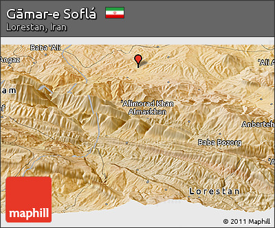 Satellite Panoramic Map of Gāmar-e Soflá