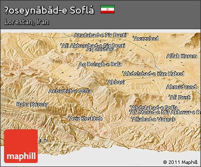 Satellite Panoramic Map of Ḩoseynābād-e Soflá