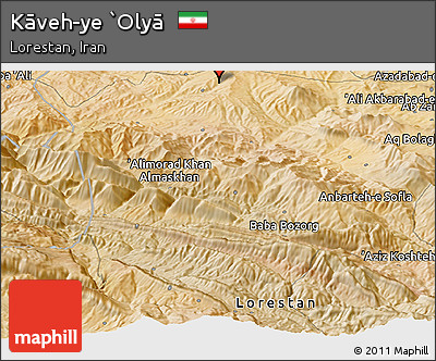 Satellite Panoramic Map of Kāveh-ye `Olyā