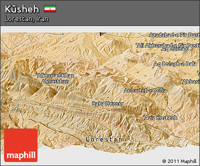 Satellite Panoramic Map of Kūsheh