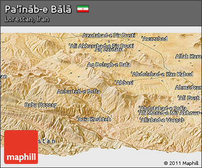 Satellite Panoramic Map of Pa'īnāb-e Bālā