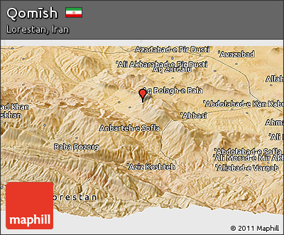 Satellite Panoramic Map of Qomīsh