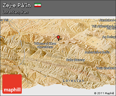 Satellite Panoramic Map of Zej-e Pā'īn