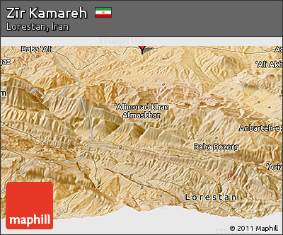 Satellite Panoramic Map of Zīr Kamareh