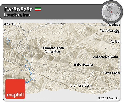 Shaded Relief Panoramic Map of Barānāzār