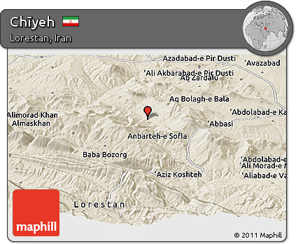 Shaded Relief Panoramic Map of Chīyeh