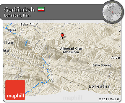 Shaded Relief Panoramic Map of Garhīmkah