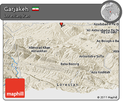 Shaded Relief Panoramic Map of Garjakeh