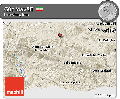 Shaded Relief Panoramic Map of Gūr Mavālī