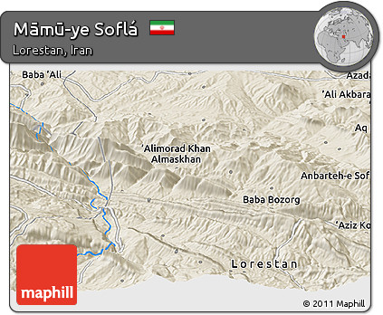 Shaded Relief Panoramic Map of Māmū-ye Soflá