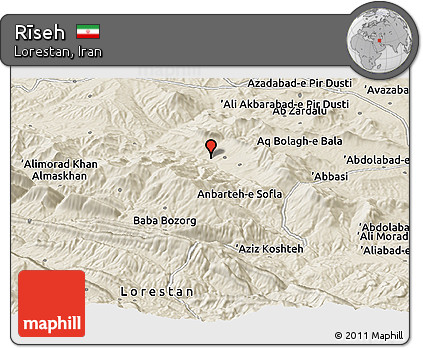 Shaded Relief Panoramic Map of Rīseh