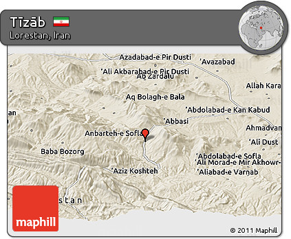 Shaded Relief Panoramic Map of Tīzāb