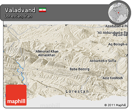 Shaded Relief Panoramic Map of Valadvand