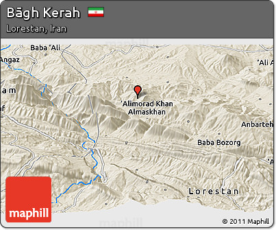 Shaded Relief Panoramic Map of Bāgh Kerah