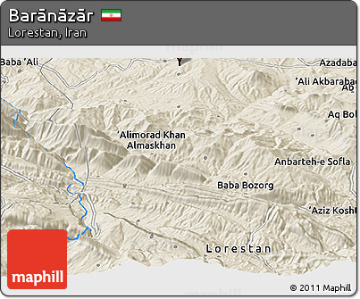 Shaded Relief Panoramic Map of Barānāzār