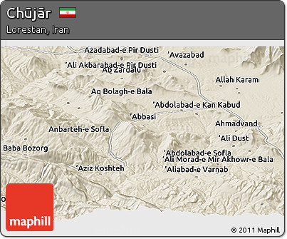 Shaded Relief Panoramic Map of Chūjār