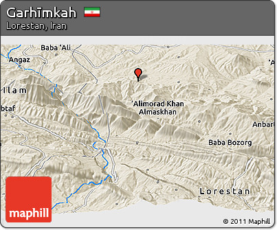 Shaded Relief Panoramic Map of Garhīmkah