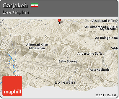 Shaded Relief Panoramic Map of Garjakeh