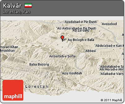 Shaded Relief Panoramic Map of Kalvār