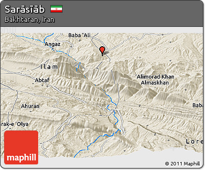 Shaded Relief Panoramic Map of Sarāsīāb